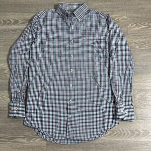 Peter‎ Millar Checkered Button Up Shirt Blue/Brown Mens Small Long Sleeve Office